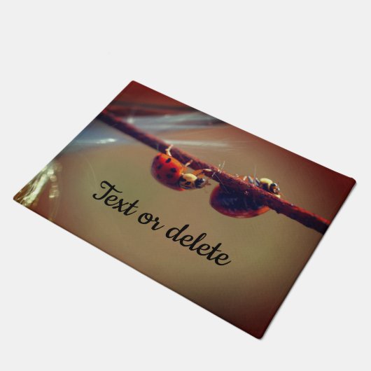 Ladybugs Balancingクローズアップパーソナライズされた ドアマット (アングル)