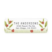 Ladybugs & Green Leaves Return Address ラベル (正面)