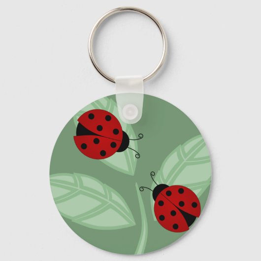 Ladybugs on 葉 Keychain キーホルダー (正面)