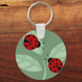 Ladybugs on 葉 Keychain キーホルダー (正面)