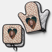  Ladybugs Pattern Custom Photo & Name on Cream 鍋つかみ&鍋敷きセット (正面/裏面)