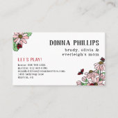 Ladybugs & PinkデイジーMom Calling Card 名刺 (正面)