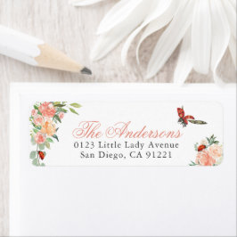 Ladybugs & Roses Return Address ラベル