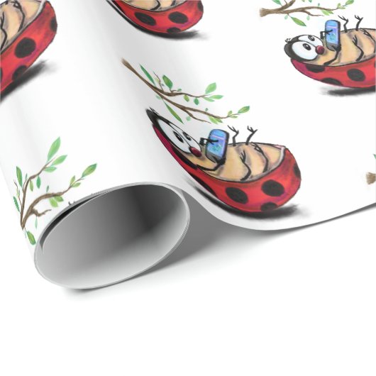 Ladybugs with Phone Wrapping Paper Fun ラッピングペーパー (ロールコーナー)