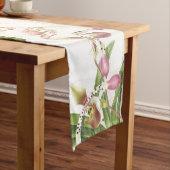 Ladysのスリッパ蘭によっては花のテーブルのランナーが開花します ロングテーブルランナー (インサイチュ)