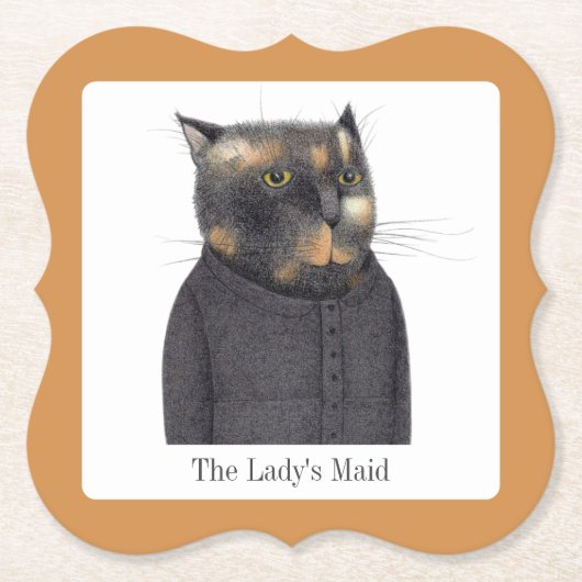 LADY'S MAID CAT BRACKET紙コースター+文字 ペーパーコースター (正面)