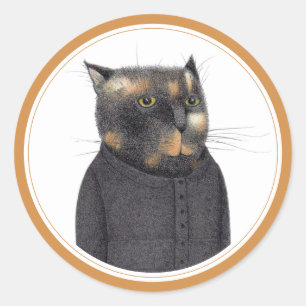 LADY'S MAID CAT Large Round Stickers ラウンドシール