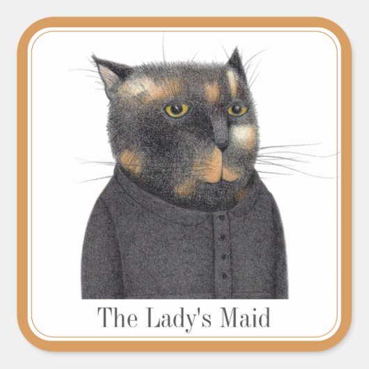 LADY'S MAID CAT LARGE SQUAREスタンプ+文字 スクエアシール (正面)