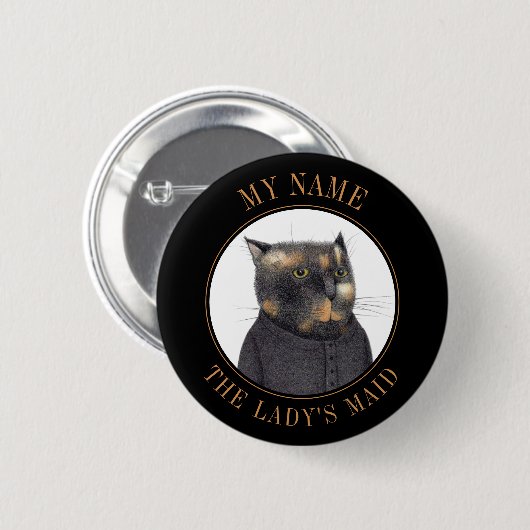 LADY'S MAID CAT NameタグバッジピンボタンIII 缶バッジ (正面&裏面)