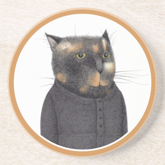LADY'S MAID CAT ROUND Sandstone Coaster コースター (正面)