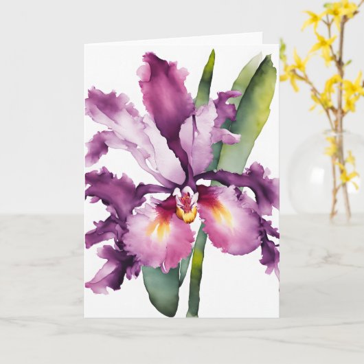 Laelia - Watercolor flowers カード (黄色い花)