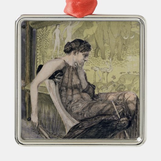 Laertesのための囲い板を編んでいるペネロペ彼女の父私 メタルオーナメント (正面)