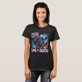 Lag Is Death Funny Gamer T-Shirt Cyberpunk Minotau Tシャツ (正面フル)