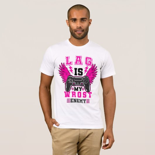 "Lag is my worst enemy" - Gamer graphic T-shirt Tシャツ (正面フル)