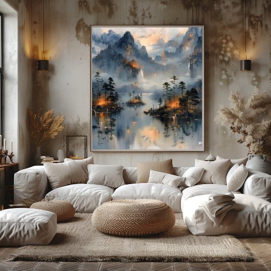 Lago de Montañas: Impresionista y Realista ポスター