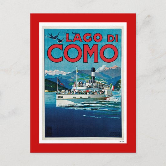 "Lago di Como"ヴィンテージ旅行イタリアンポスター ポストカード (正面)