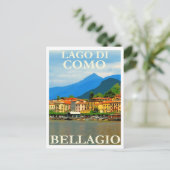 Lago di Como, Bellagio, Italy, Retro Travel ポストカード (スタンド正面)