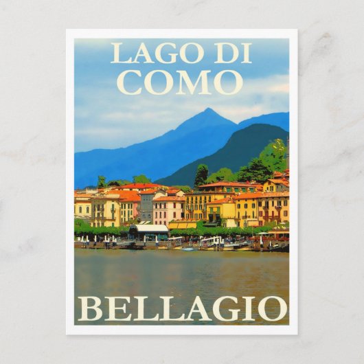 Lago di Como, Bellagio, Italy, Retro Travel ポストカード (正面)