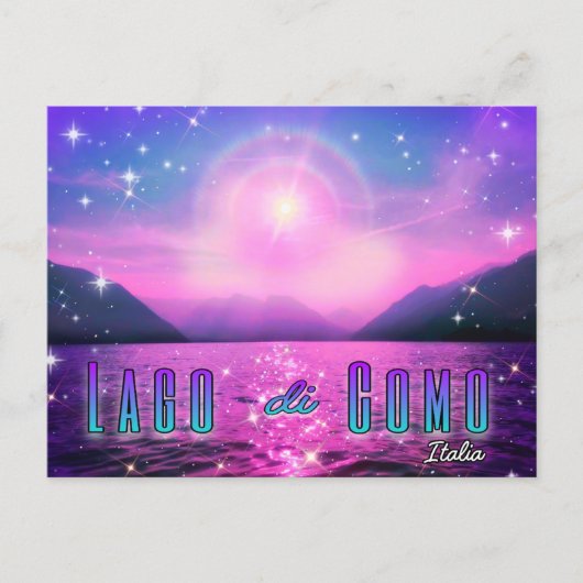 Lago di Como Italia Lake Como Italy Pink Postcard  ポストカード (正面)