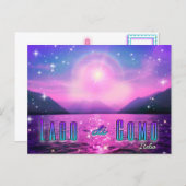 Lago di Como Italia Lake Como Italy Pink Postcard  ポストカード (正面/裏面)
