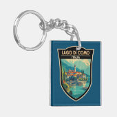 Lago di Como Italia Travel Art Badge キーホルダー (正面左)