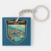 Lago di Como Italia Travel Art Badge キーホルダー (裏面)
