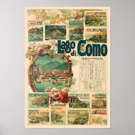 Lago di Como Italy Vintage Poster 1893 ポスター (正面)