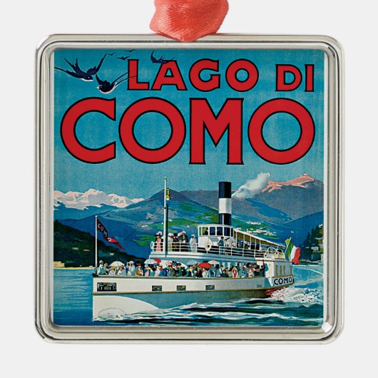 Lago Di Como Vintage旅行ポスター メタルオーナメント (正面)