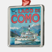Lago Di Como Vintage旅行ポスター メタルオーナメント (左)