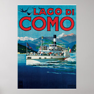 Lago Di Como Vintage Travel Poster ポスター