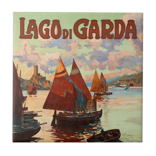 Lago di Garda, Lake Garda，イタリアのヴィンテージ旅行， L タイル (正面)