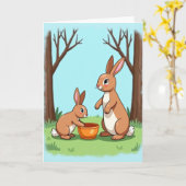 Lagomorph Family Scene Card カード (黄色い花)