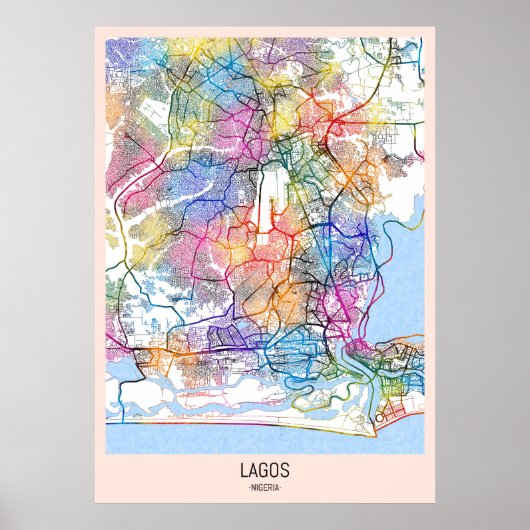 Lagos Nigeria City Map ポスター (正面)