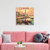 Lagos Nigeria Lighthouse Harbor Stretched Canvas キャンバスプリント (インサイチュ (リビング))