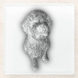 Lagotto Lines – Artisan Coaster for the Curly-Coat ガラスコースター