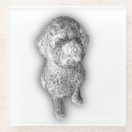 Lagotto Lines – Artisan Coaster for the Curly-Coat ガラスコースター (正面)