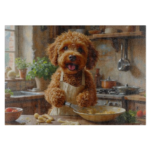 Lagotto Romagnolo Cooking in Kitchen カッティングボード (正面)