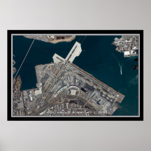 LaGuardia Airport New York Satelliteポスターマップ ポスター