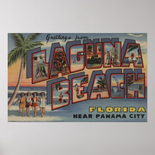Laguna Beach, Florida - Large Letter Scenes ポスター (正面)