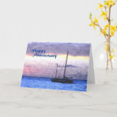 、Lahainaマウイ日没で航海しますの記念日 カード (黄色い花)