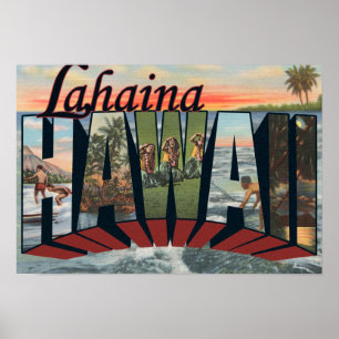 Lahaina、ハワイ-大きい手紙場面 ポスター