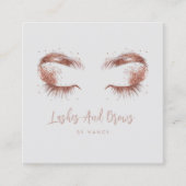 Lahes and brows Rose gold glitter  スクエア名刺 (正面)