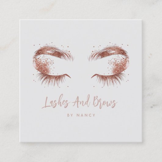 Lahes and brows Rose gold glitter スクエア名刺 (正面)