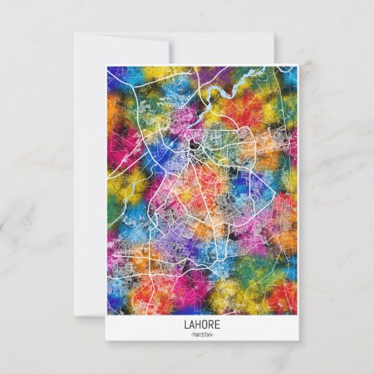 Lahore Pakistan City Map サンキューカード (正面)