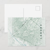 Lahore Pakistan Map Minimal ポストカード (正面/裏面)