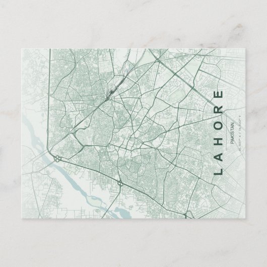 Lahore Pakistan Map Minimal ポストカード (正面)