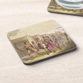 Lahoutanのインディアン、カナダ(色の版木、銅版、版画) コースター (左側)