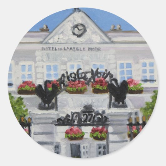 L'Aigle Noir Hotel：フォンテーヌブローFRANCEステッカー ラウンドシール (正面)