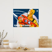 Laika – ソ連のヴィンテージ宇宙ポスター ポスター (キッチン)