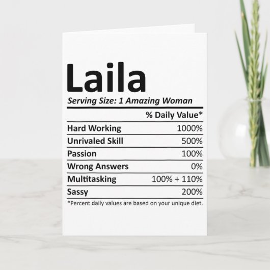Laila Nutrition Personalized Name Funny Christmas カード (正面)